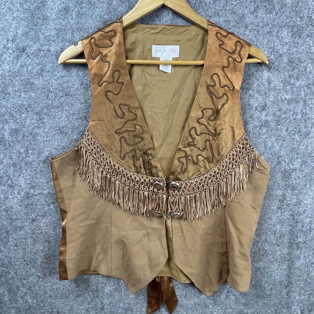 Vintage En‎ Route Vest Womens Medium Brown Fringe Cowgirl Country Western Rodeo